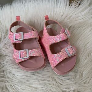 First Steps Glittery Pink Kids Sandals Size 6